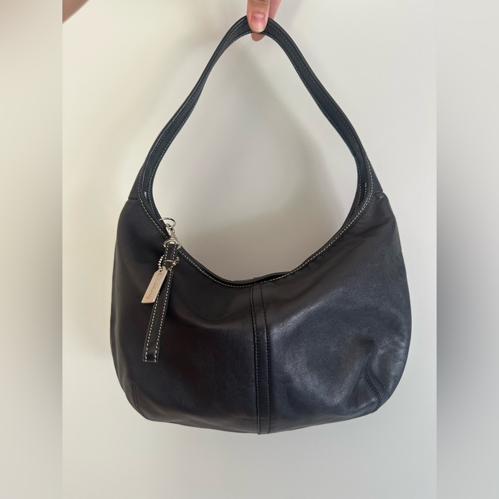 Coach Vintage Ergo Hobo Shoulder Bag 9219 Black Leather Used Women
